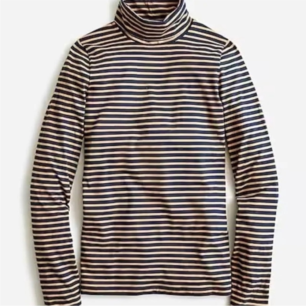 J. Crew stripe tissue turtleneck cream and navy